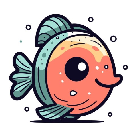 Cute cartoon fish. Vector illustration. Isolated on white backgr