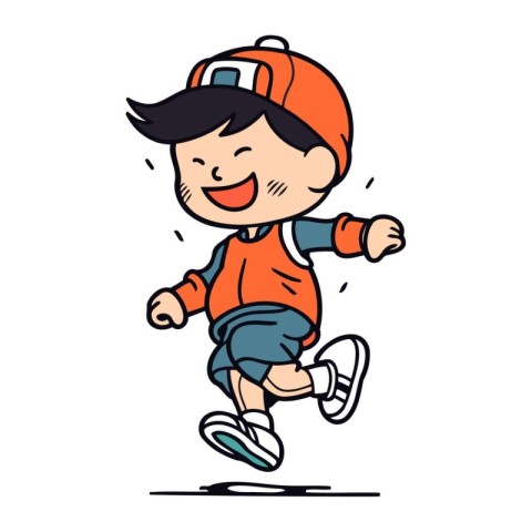 Running boy. Vector illustration of a little boy in sport clothe