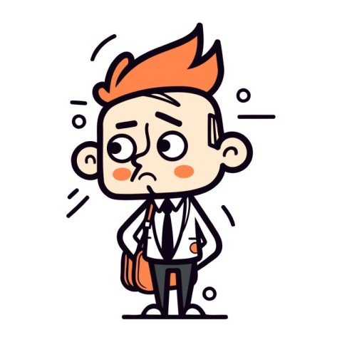 Sad Businessman Cartoon Character Vector Illustration. Businessm