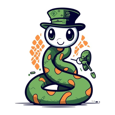 Illustration of a snake in the form of a leprechaun