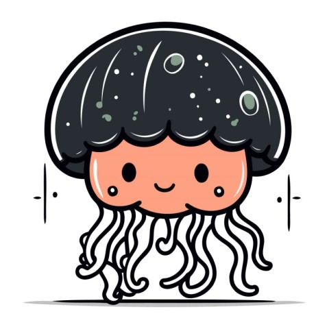 Cartoon jellyfish. Vector illustration in flat style. Cute chara