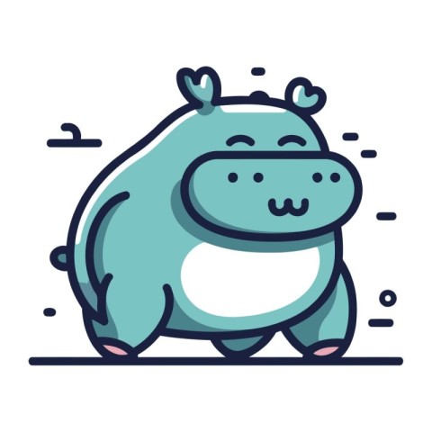 Cute hippopotamus line icon. Vector illustration of cartoon hipp