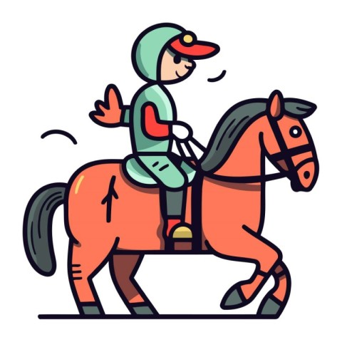 Horse racing. jockey riding a horse. vector illustration.