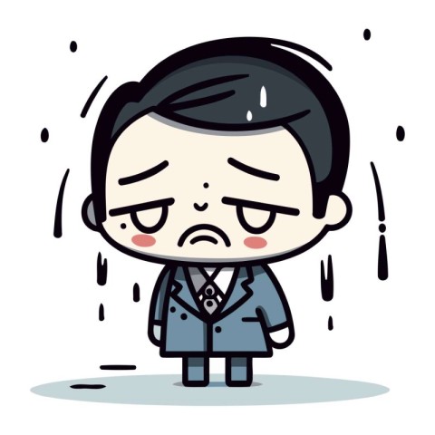 Sad businessman cartoon character. Vector illustration. Isolated