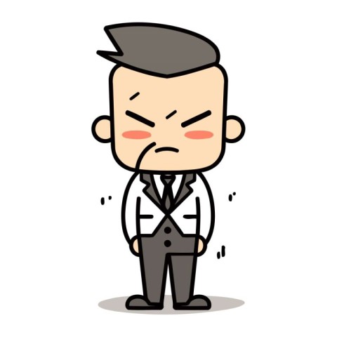 Upset Face   Cartoon Businessman Vector Illustration