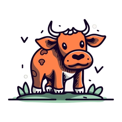 Cute cartoon cow vector illustration. Cute farm animal character