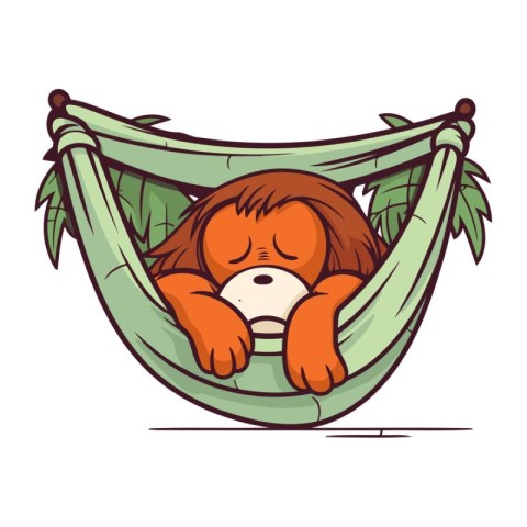 Cute cartoon girl sleeping in a hammock. Vector illustration.