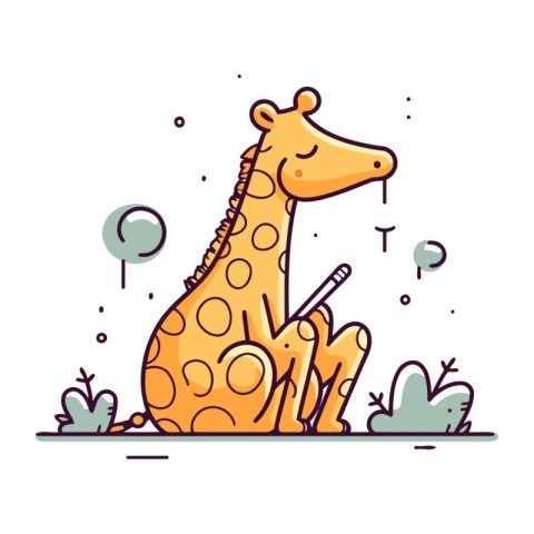 Cute giraffe in cartoon style. Vector illustration. Flat design.