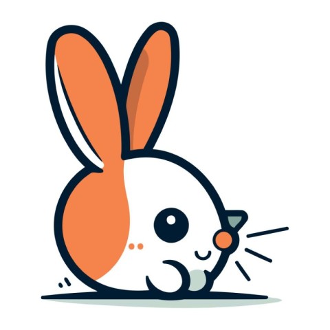 Cute cartoon rabbit. Vector illustration isolated on a white bac