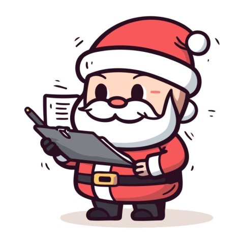 Santa Claus writing letter   Cute Cartoon Santa Claus Vector Ill