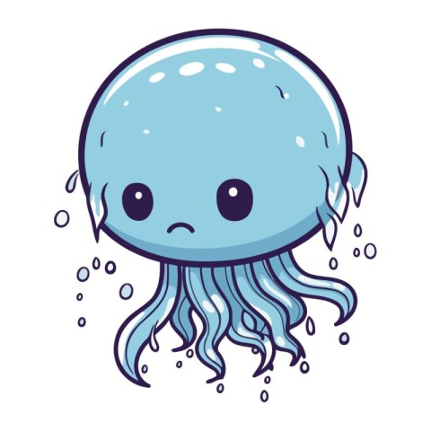 cute jellyfish kawaii cartoon character vector illustration grap