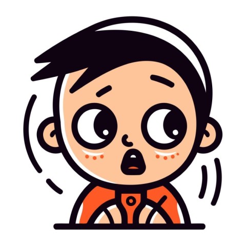 Cute little boy with sad face. Vector illustration in cartoon st