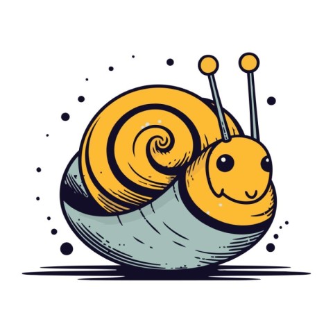 Snail. Hand drawn vector illustration on white background. Carto