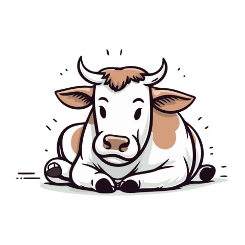 Cute cartoon cow. Vector illustration isolated on a white backgr