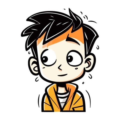 Cute cartoon boy with big eyes. Vector illustration isolated on