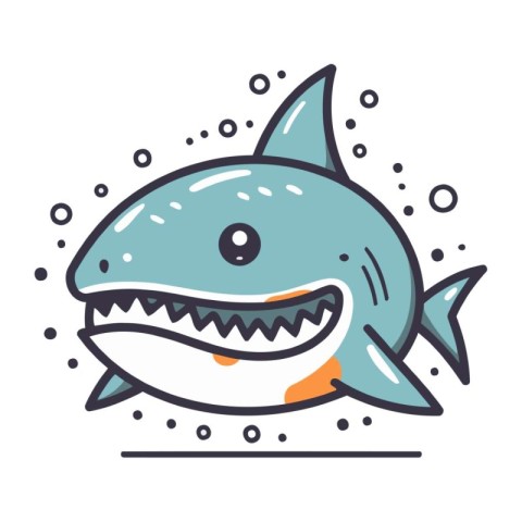 Shark flat color vector icon. Isolated on white background.