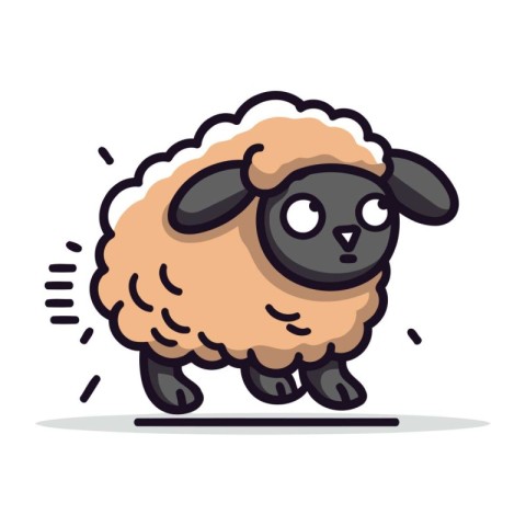 Cartoon sheep on white background. Cute funny sheep character. V