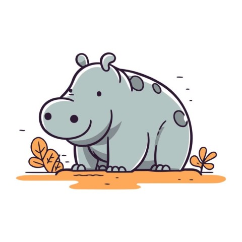 Hippopotamus flat vector illustration. Cute cartoon hippo.