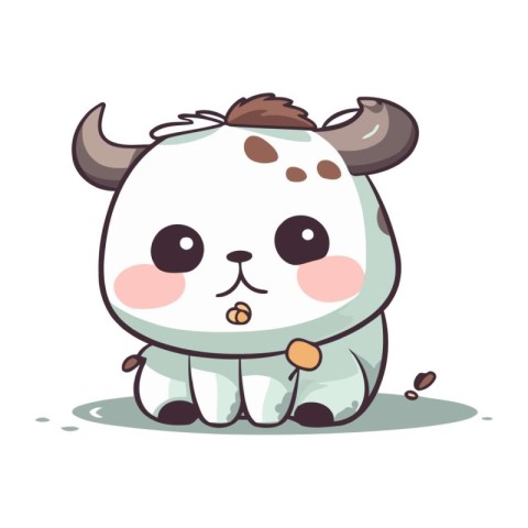 Cute cow cartoon vector illustration. Cute animal character desi