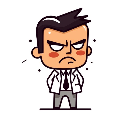 Angry Boss   Vector Cartoon Illustration of Businessman Vector C