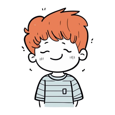 Cartoon happy boy with red hair. Vector illustration on white ba