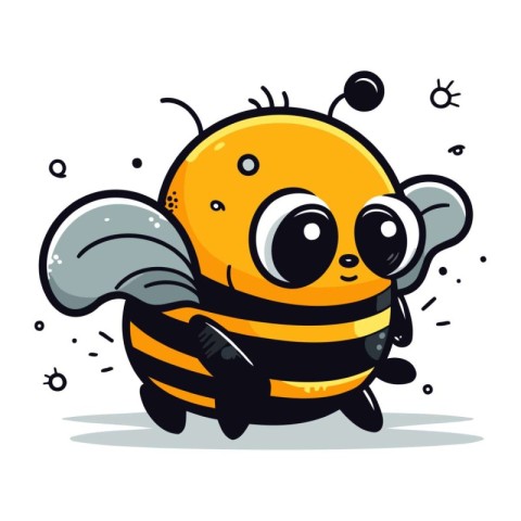 Cute cartoon bee. Vector illustration. Isolated on white backgro