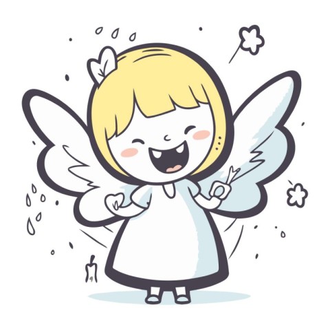 Cute little angel with wings. Vector illustration in cartoon sty