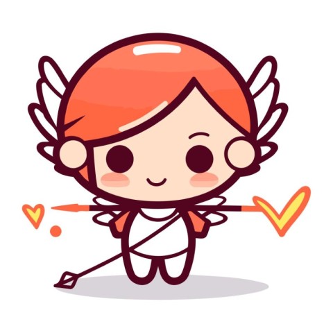 Cupid with arrow   Cute Cartoon Cupid Character Vector Design