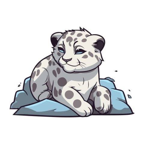 Snow leopard cartoon. Vector illustration of a snow leopard.