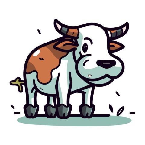 Cute cow cartoon vector illustration. Cute farm animal character