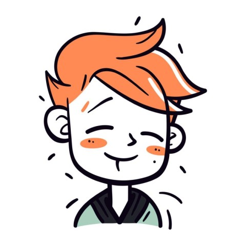 Vector illustration of a happy boy with red hair on white backgr