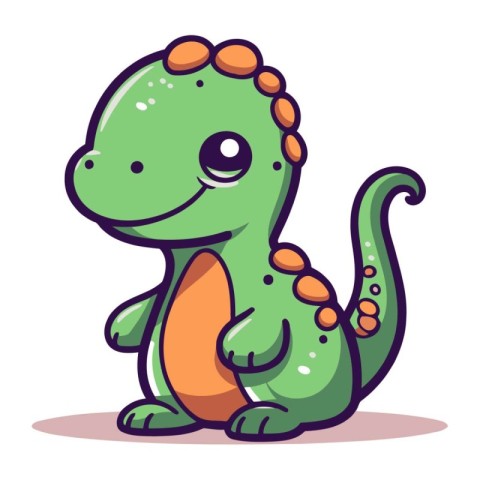 Cute cartoon dinosaur. Vector illustration isolated on a white b