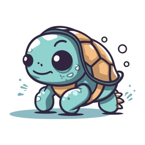 Cute cartoon turtle. Vector illustration of a cute little turtle