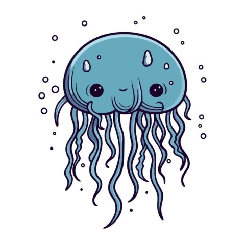 cute jellyfish sea animal cartoon vector illustration graphic de