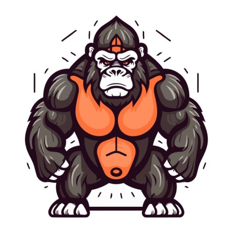 Gorilla mascot. Vector illustration for t shirt. poster and othe