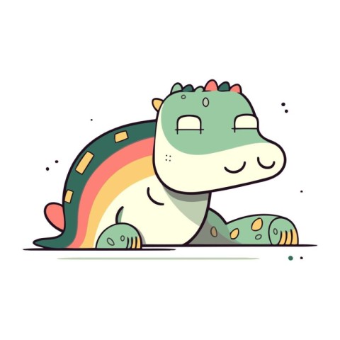 Cute cartoon crocodile. Vector illustration. Isolated on white b