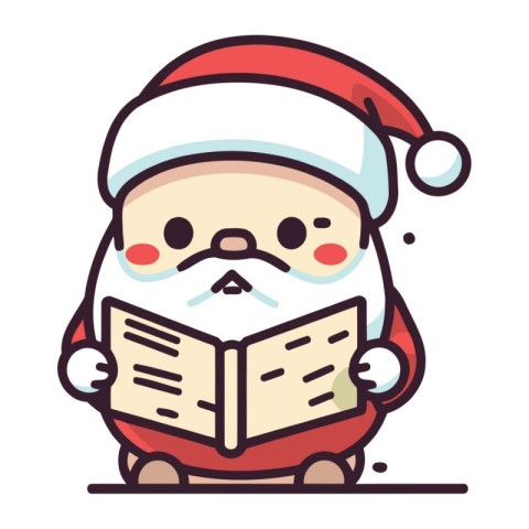 santa claus reading a book. merry christmas vector illustration