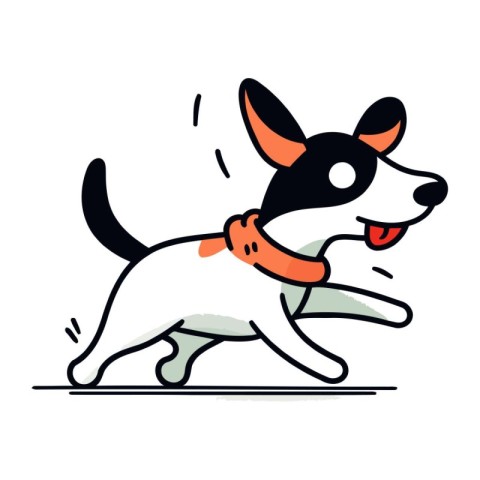 Jack Russell Terrier running. Vector illustration in flat cartoo