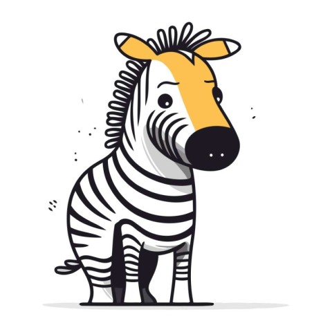 Zebra vector illustration. Cute cartoon zebra isolated on white