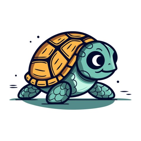 Cute cartoon turtle. Vector illustration. Isolated on white back