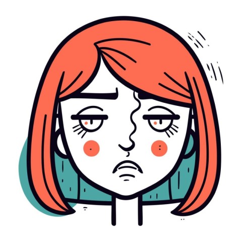 Angry woman face. vector illustration in cartoon comic style. Gi