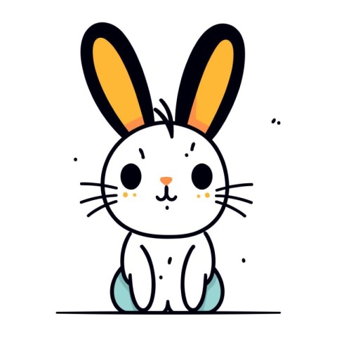 Cute rabbit. Vector illustration in flat style. Isolated on whit