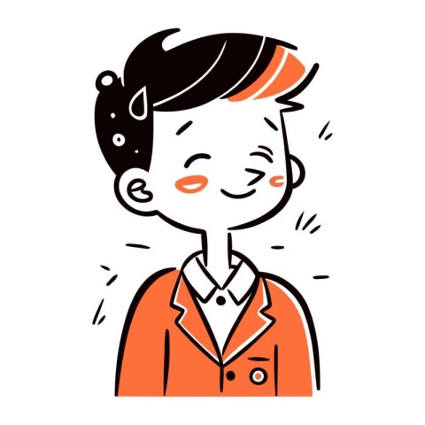 Vector illustration of a boy in a coat with a smile on his face