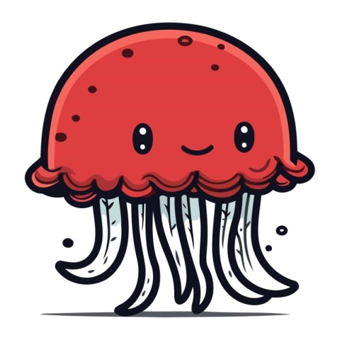 Cartoon jellyfish on a white background. Vector illustration of