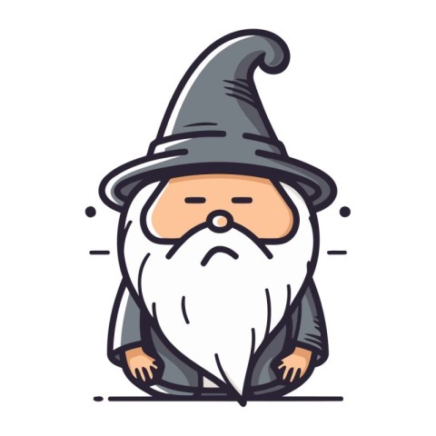 Cartoon wizard with a mustache. Vector illustration. Isolated on