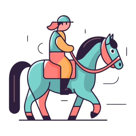 Horse riding. Vector illustration in flat style. Horse riding co