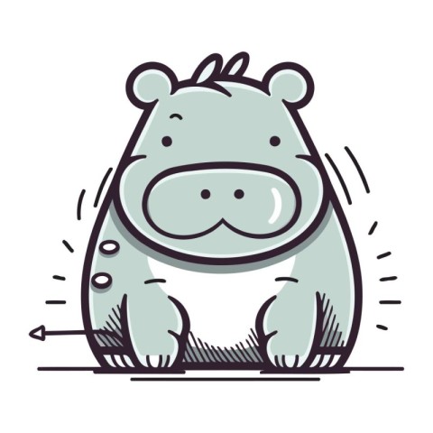 Hippopotamus. vector illustration of a cute cartoon hippo