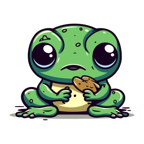 Cute cartoon frog. Vector illustration isolated on a white backg