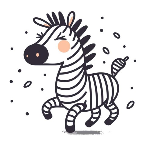 Cute zebra. Hand drawn vector illustration in cartoon style.