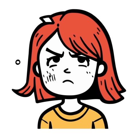 Angry woman cartoon character vector illustration. Emotional gir